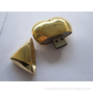 Business Gift of Golden Heart USB Flash Drive with Low Price